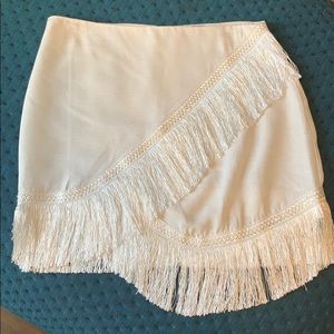 White tassel Mustard Seed mini skirt